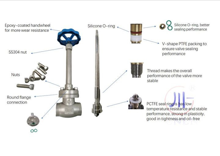 Long Stem Cryogenic Globe Valve Hard Seal Low Temperature Safety Valve Untuk LNG LOX LIN LAR LCO2