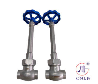 DN40 Cryogenic Long Stem globe Valve PTFE Valve CF8 CF3 Roda tangan biru untuk gas khusus